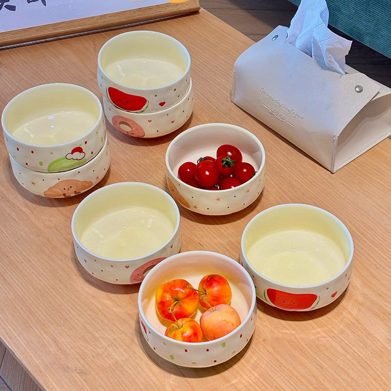 Porcelanska okrugla zdjela za kućnu upotrebu, podglazurna boja, mikrovalna sigurnost, prilagodljivo