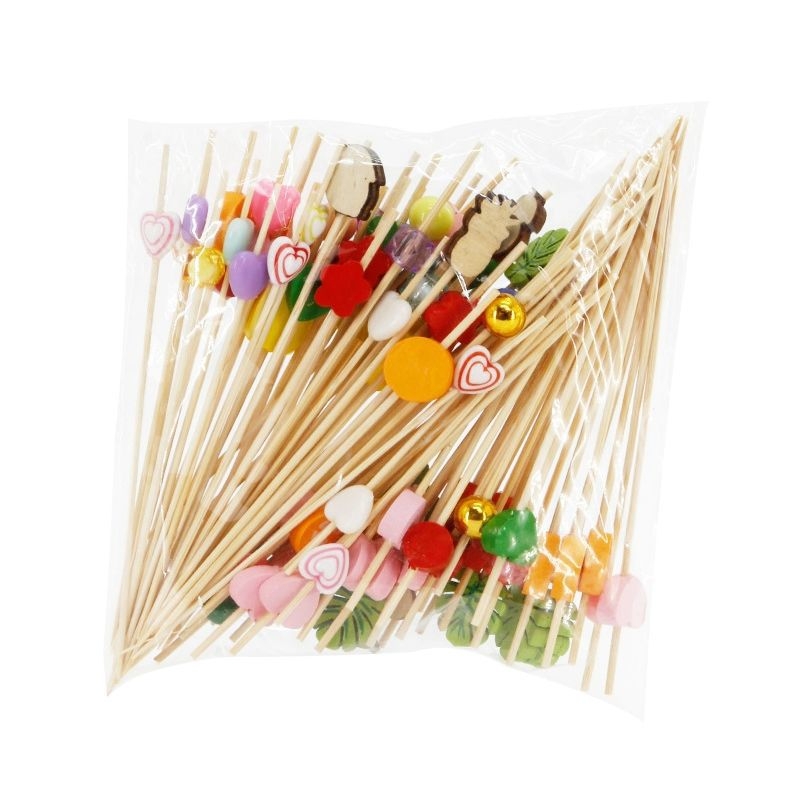 Еднократни бамбукови шишчета за барбекю – модерен минималистичен стил, карикатурен дизайн, водно полиране