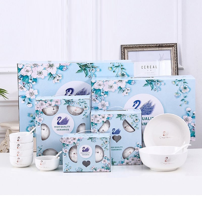Kerámia tálak, kanalak és tányérok készlet ajándékdobozban – 10 darab