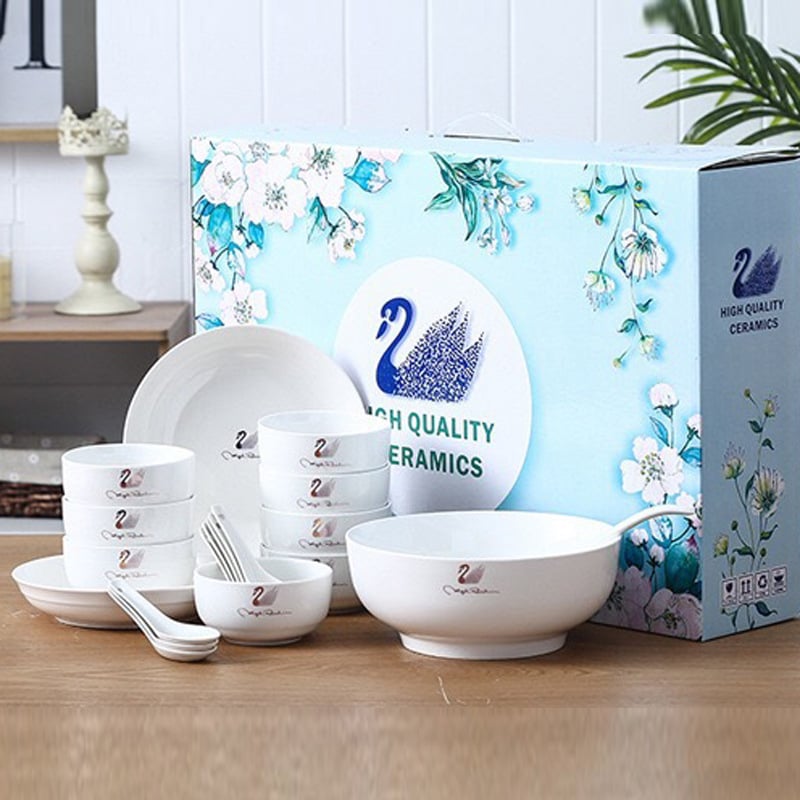 Kerámia tálak, kanalak és tányérok készlet ajándékdobozban – 10 darab