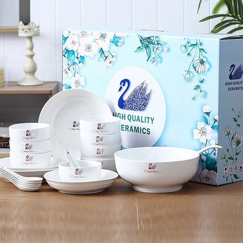 Kerámia tálak, kanalak és tányérok készlet ajándékdobozban – 10 darab