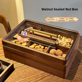 Кутия за сушени плодове и ядки със капак, шестразделна, стъклена, Aosen AS006, премиум качество, нов китайски стил