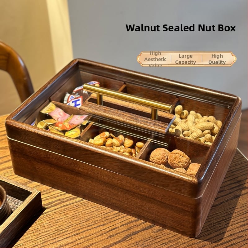 Кутия за сушени плодове и ядки със капак, шестразделна, стъклена, Aosen AS006, премиум качество, нов китайски стил