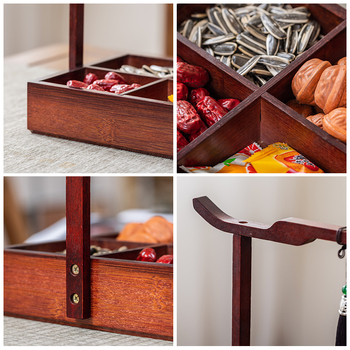 Плодова чиния в новокитайски ретро стил с разделени секции за сервиране, сватбена закуска, от бамбук