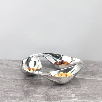 Чиния за закуски от неръждаема стомана, модерен стил, полирана повърхност, марка Superb, за дневна, маса за хранене и декор в дома