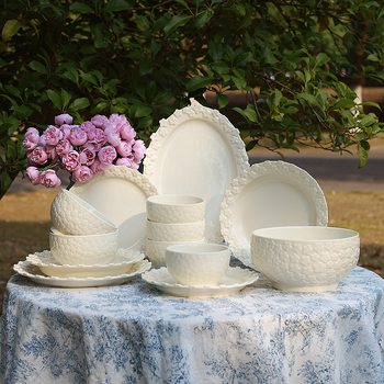 Kerámiakészlet reliefes dizájnnal, francia retro stílus, kézzel készített, testreszabható