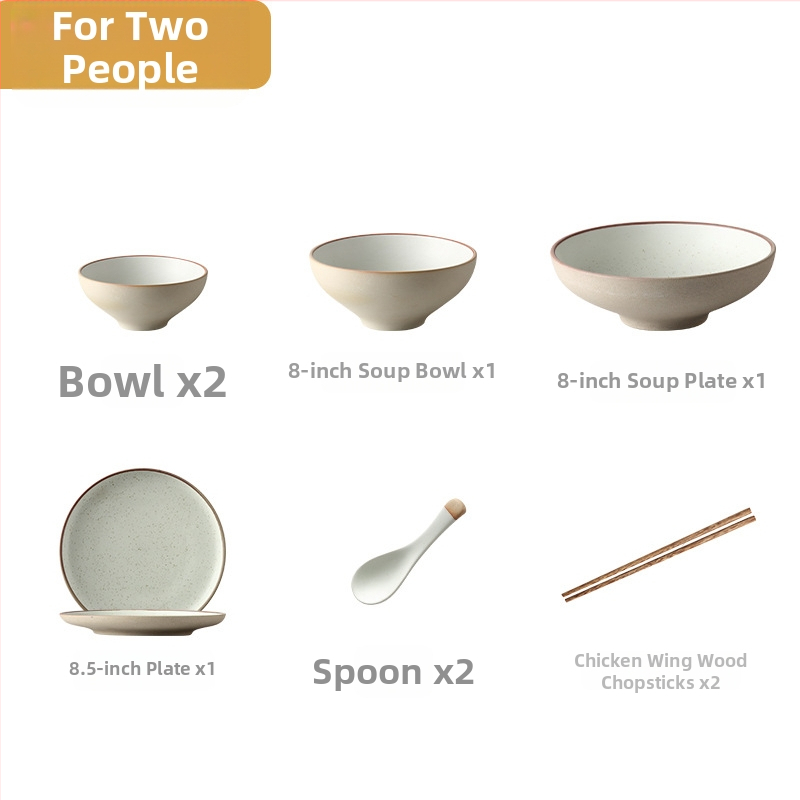 Japonská porcelánová súprava jedál pre 1+ osôb (plochý tanier, tanier na polievku, miska na ryžu, miska na polievku)