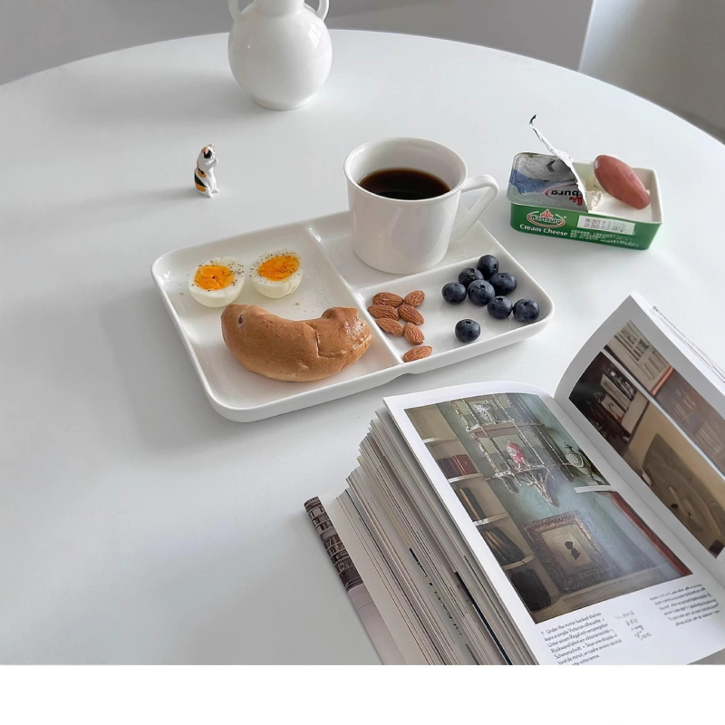 Keramički podijeljeni tanjur za doručak za jednu osobu, japanski stil Muji