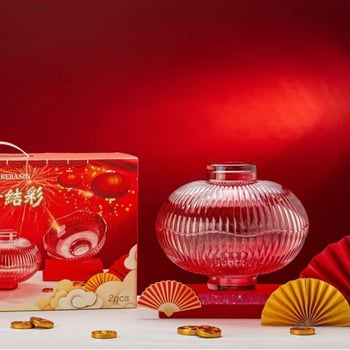 Стъклена плодова чиния Qihang, пускане на пазара през 2025 г., 12 комплекта в кашон.