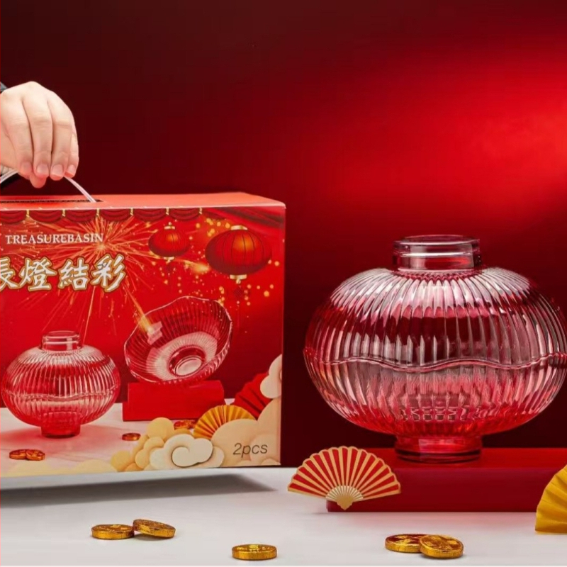 Стъклена плодова чиния Qihang, пускане на пазара през 2025 г., 12 комплекта в кашон.