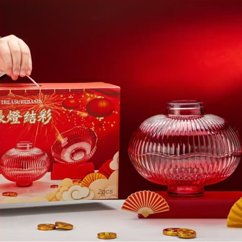 Стъклена плодова чиния Qihang, пускане на пазара през 2025 г., 12 комплекта в кашон.