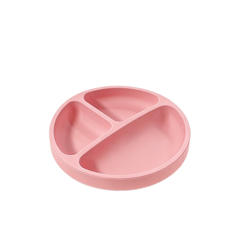 Dječji silikonski tanjur s usisnom podlogom — silikon za hranu, otporan na visoke temperature, tanjur s odjeljcima