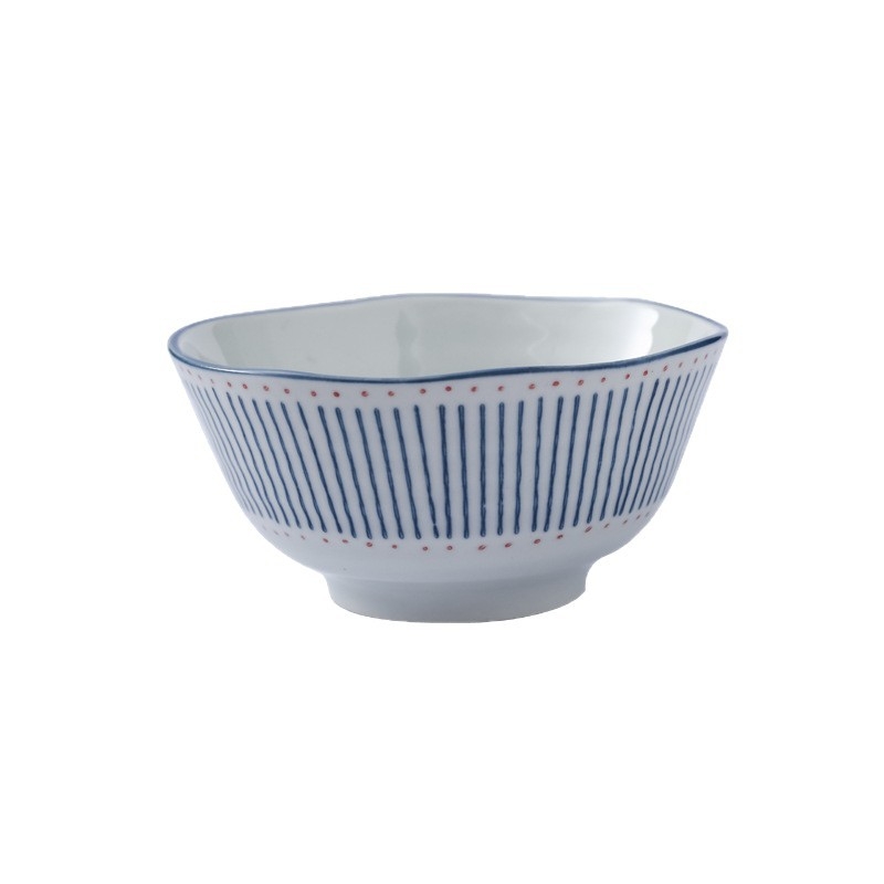 Keramički set posuđa u japanskom stilu, prugasti uzorak, ispod glazure, pogodan za mikrovalnu