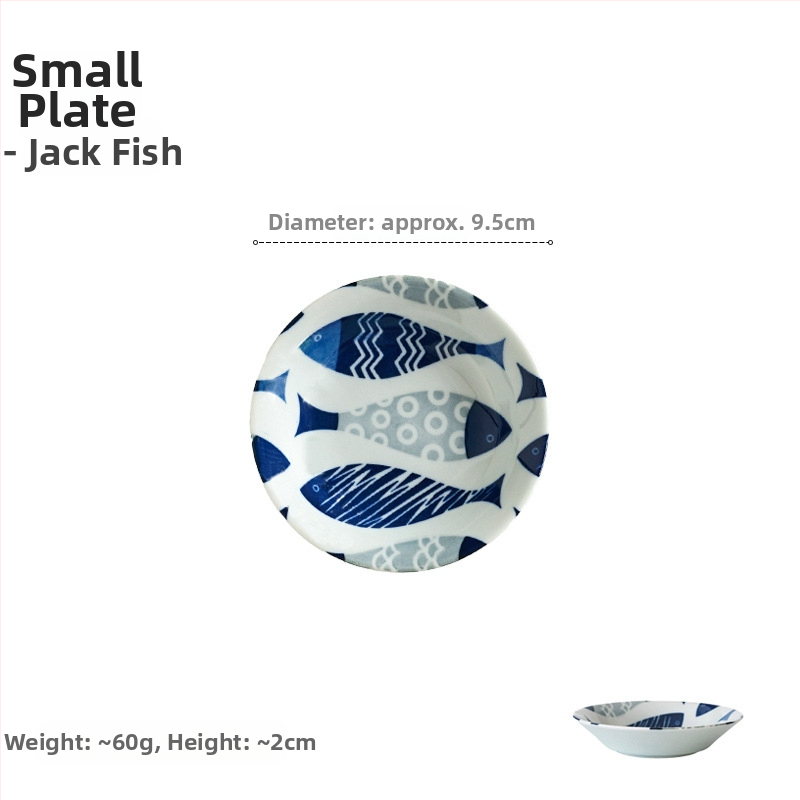 Japanski stil porcelansko posuđe s podglazurnim dezenom cvjetnog uzorka, okrugli mali tanjurići i tanjuri za umak