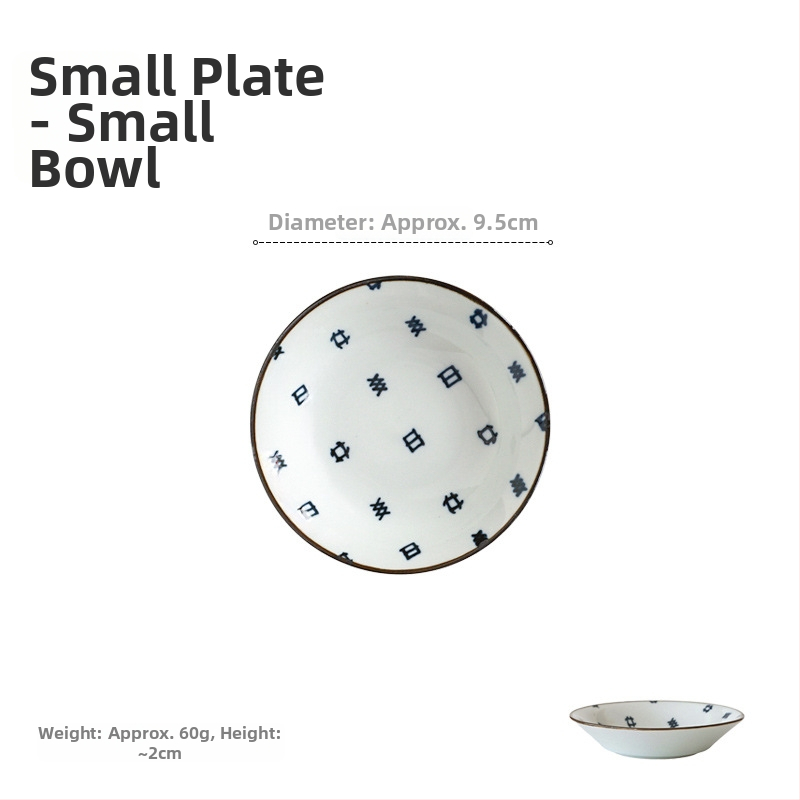 Japanski stil porcelansko posuđe s podglazurnim dezenom cvjetnog uzorka, okrugli mali tanjurići i tanjuri za umak