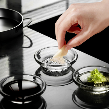 Стъклен комплект за подправки за мелене на чесън и джинджифил, кръгла форма, модерен минималистичен стил, снежна глазура