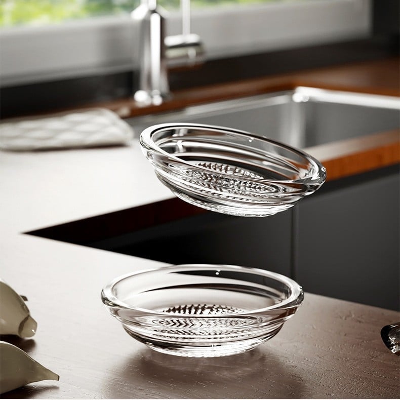 Стъклен комплект за подправки за мелене на чесън и джинджифил, кръгла форма, модерен минималистичен стил, снежна глазура