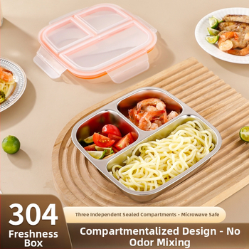 Kutija za hranu od nehrđajućeg čelika 304, četvrtasta, 501-800 ml, otporna na miris