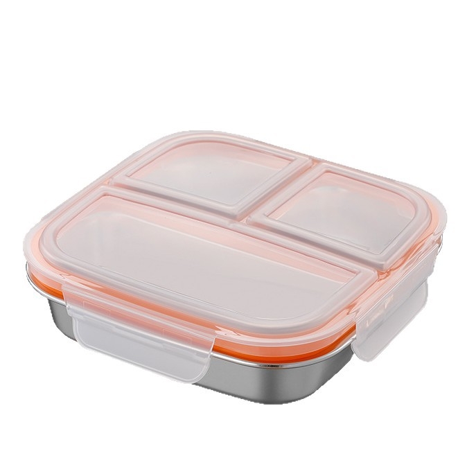 Kutija za hranu od nehrđajućeg čelika 304, četvrtasta, 501-800 ml, otporna na miris