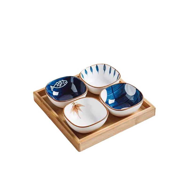 Keramička posuda za začine, japanski stil, kvadratnog oblika, prikladna za mikrovalnu