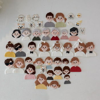 Kalup za fondant za obiteljski portret: dječak i djevojčica, crtani likovi s ručno oslikanim kosama, plastični kalup