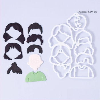 Kalup za fondant za obiteljski portret: dječak i djevojčica, crtani likovi s ručno oslikanim kosama, plastični kalup