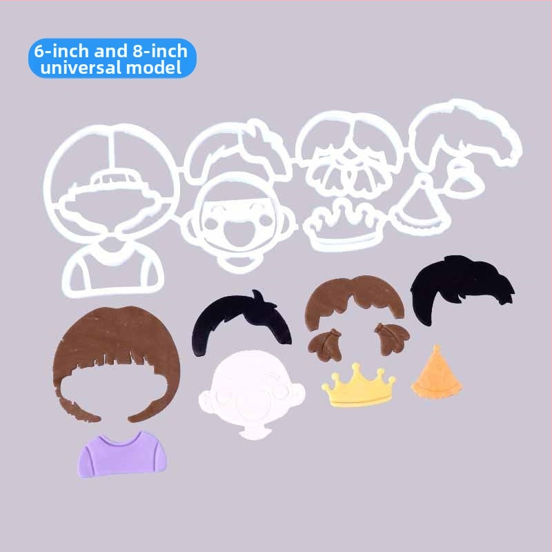 Kalup za fondant za obiteljski portret: dječak i djevojčica, crtani likovi s ručno oslikanim kosama, plastični kalup