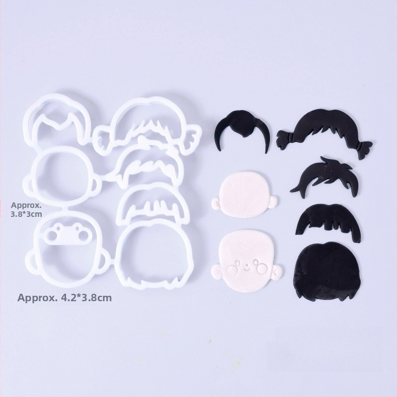 Kalup za fondant za obiteljski portret: dječak i djevojčica, crtani likovi s ručno oslikanim kosama, plastični kalup