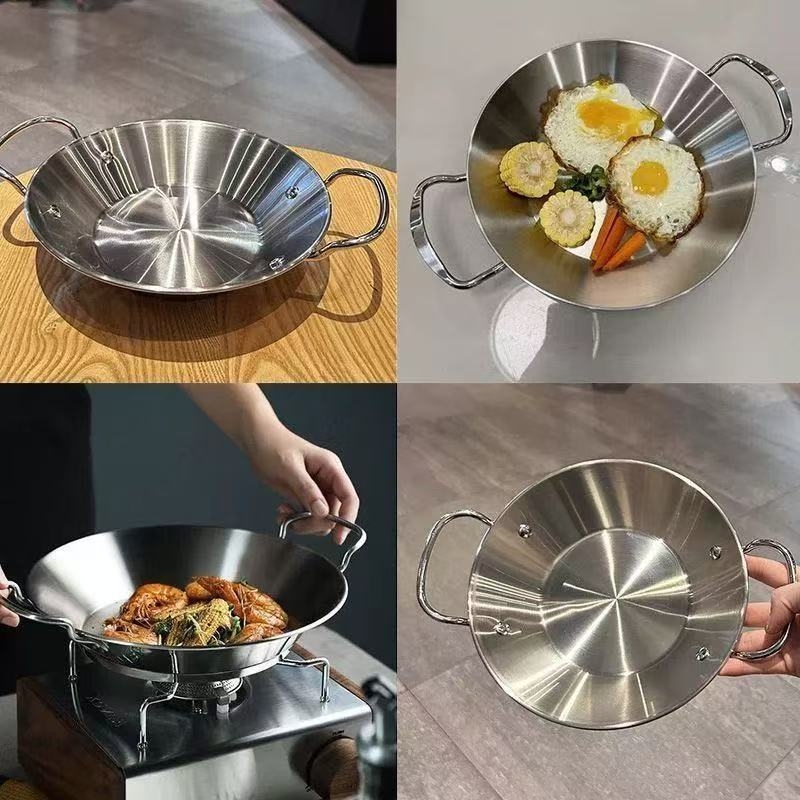 Set posuđa od nehrđajućeg čelika (tave i tanjuri) sa glazurom snježnih pahulja, okruglog oblika, mikrovalna pogodna, mogućnost tiska logotipa i prilagodbe