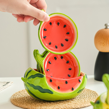 Керамична чиния за подправки, кръгла форма, повърхност с подглазурно оцветяване, стил свеж и мил