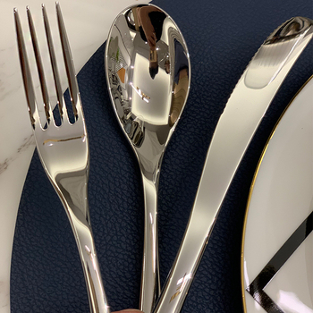 Qiaolexin set od 3 komada noža, viljuška i žlica – 304 nehrđajući čelik, poliranje ogledalom, nordijski stil, jednofarbeni uzorak, mogućnost logotipa