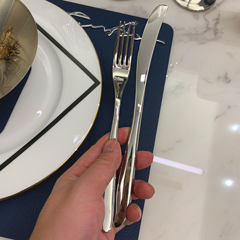 Qiaolexin set od 3 komada noža, viljuška i žlica – 304 nehrđajući čelik, poliranje ogledalom, nordijski stil, jednofarbeni uzorak, mogućnost logotipa