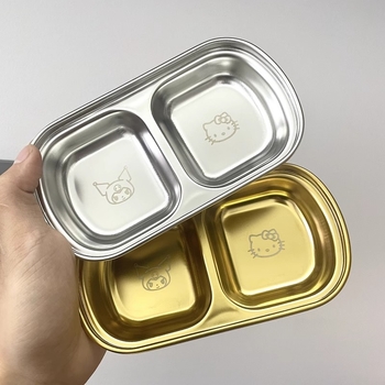 Стоманена чинийка за потапяне и сосове, правоъгълна с карикатурен принт, глазирана повърхност, подходяща за корейско барбекю и горещо готвене