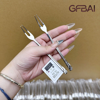 Set de 5 furculițe pentru fructe din oțel inoxidabil, seria 400, cu două dinți, stil simplu, pentru uz casnic