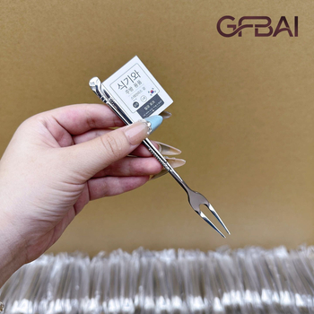 Set de 5 furculițe pentru fructe din oțel inoxidabil, seria 400, cu două dinți, stil simplu, pentru uz casnic