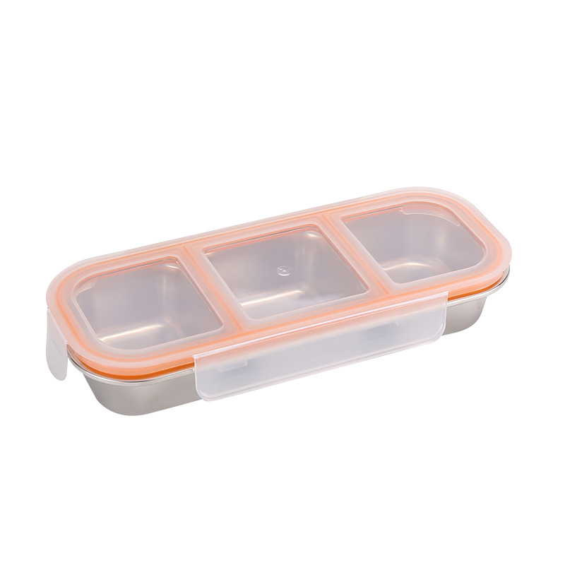 Bento kutija za obrok od 304 nehrđajućeg čelika, 2–3 odjeljka, pravokutna, 501–800 ml, mikrovalna kompatibilna, zatvorena i otporna na mirise
