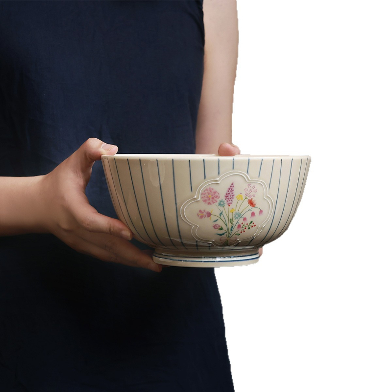 Maple Two keramički japanski retro set posuđa – tanjuri, zdjele za rižu i rezance; cvjetni uzorak; podglazurna boja + dekals visoke temperature; mikrovalna pećnica
