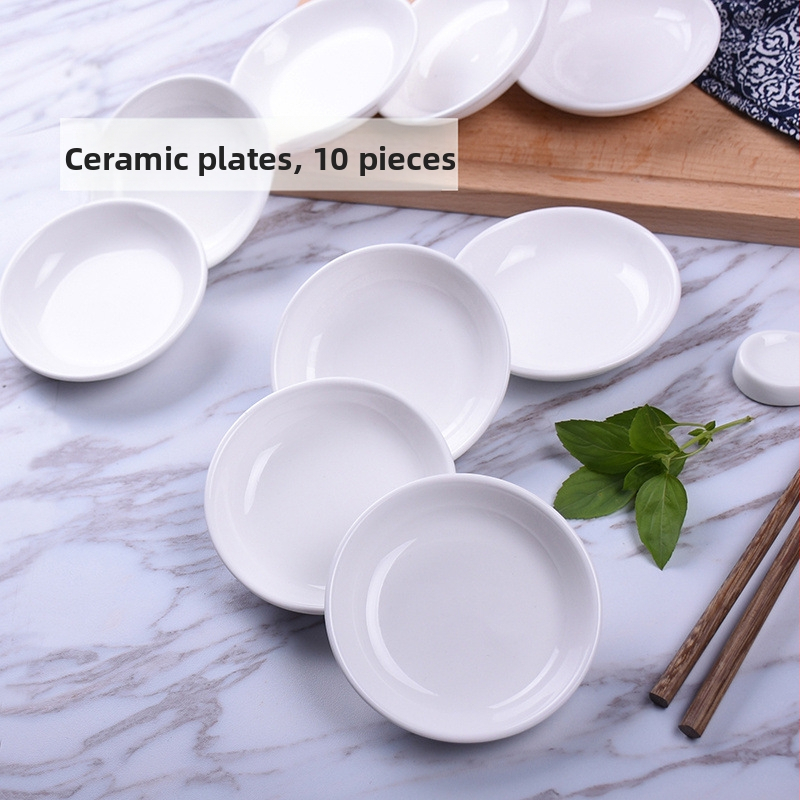 Set od 10 keramičkih tanjurića za umake – jednostavan stil, mogućnost tlač logotipa, poklon za kolege