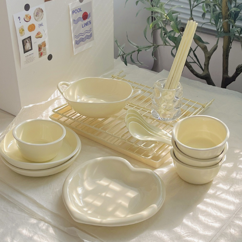Set keramičkog posuđa od bone china — moderan minimalistički stil, mikrovalna pogodna, s tiskanim logom, brend Chuang Jian