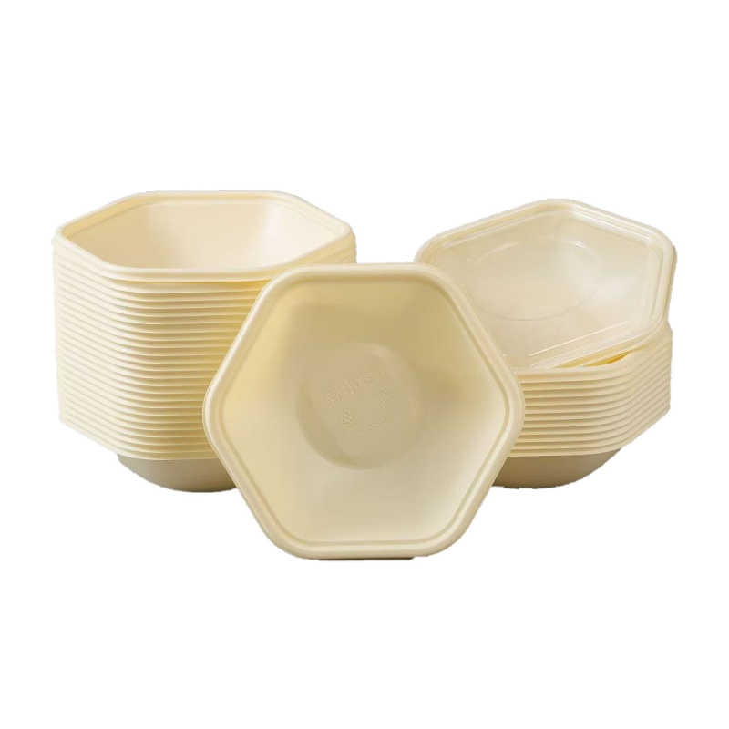 Cutie prânz de unică folosință din amidon de porumb, cu patru compartimente, de calitate alimentară, biodegradabilă, dreptunghiulară
