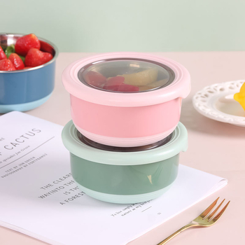Bento kutija od nehrđajućeg čelika s poklopcem, nepropusna, okruglog oblika, kapacitet 800–1000 ml, kuhinjsko skladištenje