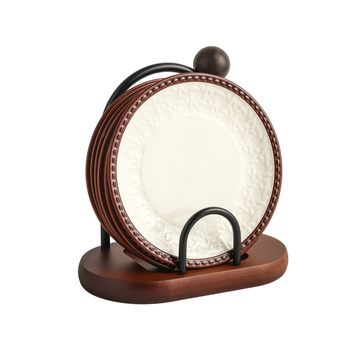 Keramički bone dish set s držačem za pohranu, okruglog oblika, pogodan za mikrovalnu, karikaturni uzorak, jednostavan modern stil