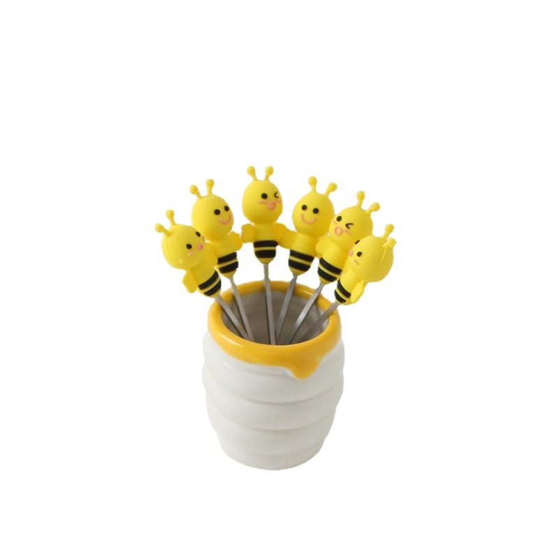 Set vilica za voće od nehrđajućeg čelika, japanskog stila, karikaturni dizajn, s tiskanim logom, pogodno za djecu