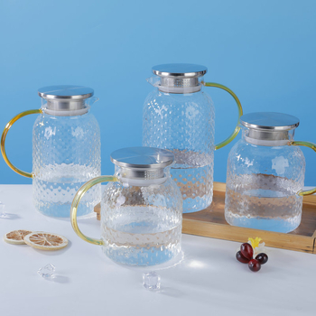 Jiguang σετ κρύου νερού από βορosilikτικό γυαλί με υφή σφυριού, ανθεκτικό σε έκρηξη, μεγάλος όγκος – τσαγιέρα και φλυτζάνια
