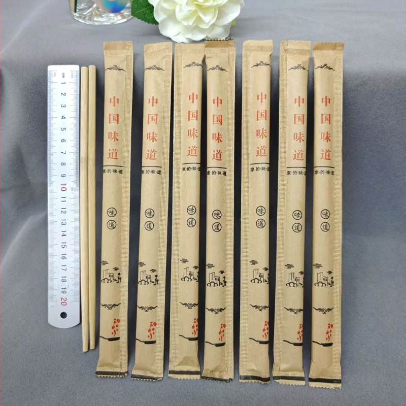 Jednorázový bambusový príbor: paličky a lyžičky, štvorčlenný set, s potlačeným logom, moderný štýl