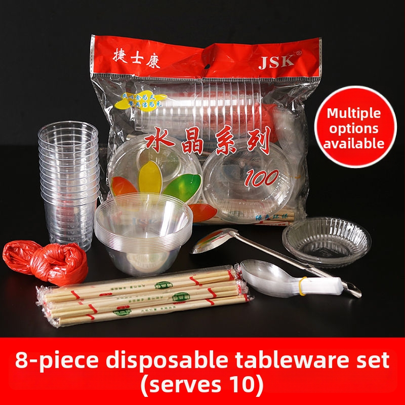 Jednorazový servis riadu – štyri diely, biodegradovateľný, bez prispôsobenia; vyrobené v Číne; štýl moderná jednoduchosť.