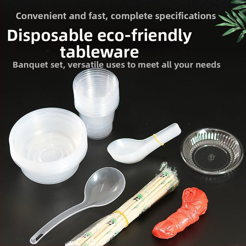 Jednorazový servis riadu – štyri diely, biodegradovateľný, bez prispôsobenia; vyrobené v Číne; štýl moderná jednoduchosť.