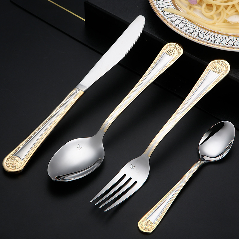 Nyugati evőeszköz készlet rozsdamentes acélból, 72 darab, tükörfényezés, 201 rozsdamentes acél, könnyű luxus retro stílus, ajándékdoboz