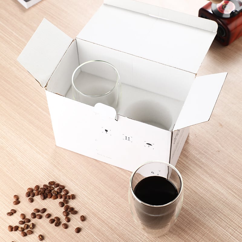 Чаша от боросиликатно стъкло с двуслойна изолация и дръжка – яйцевидна форма, комплект от две части