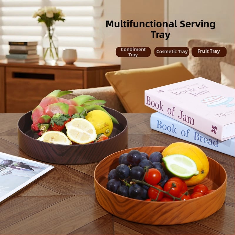 Пластмасова плодова чиния, кръгла форма, модерен минималистичен стил, шарка на ивици